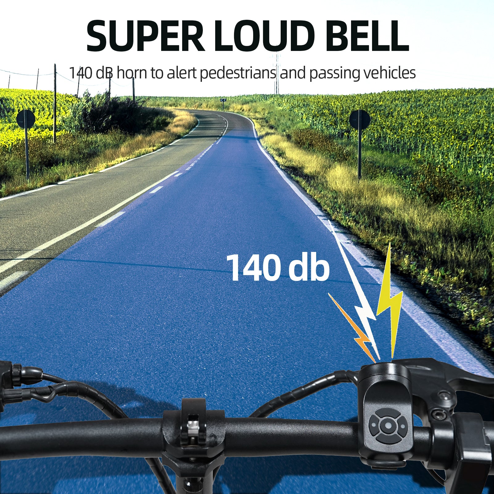 Electric Bike Horn with Anti-Theft Alarm, USB Charging