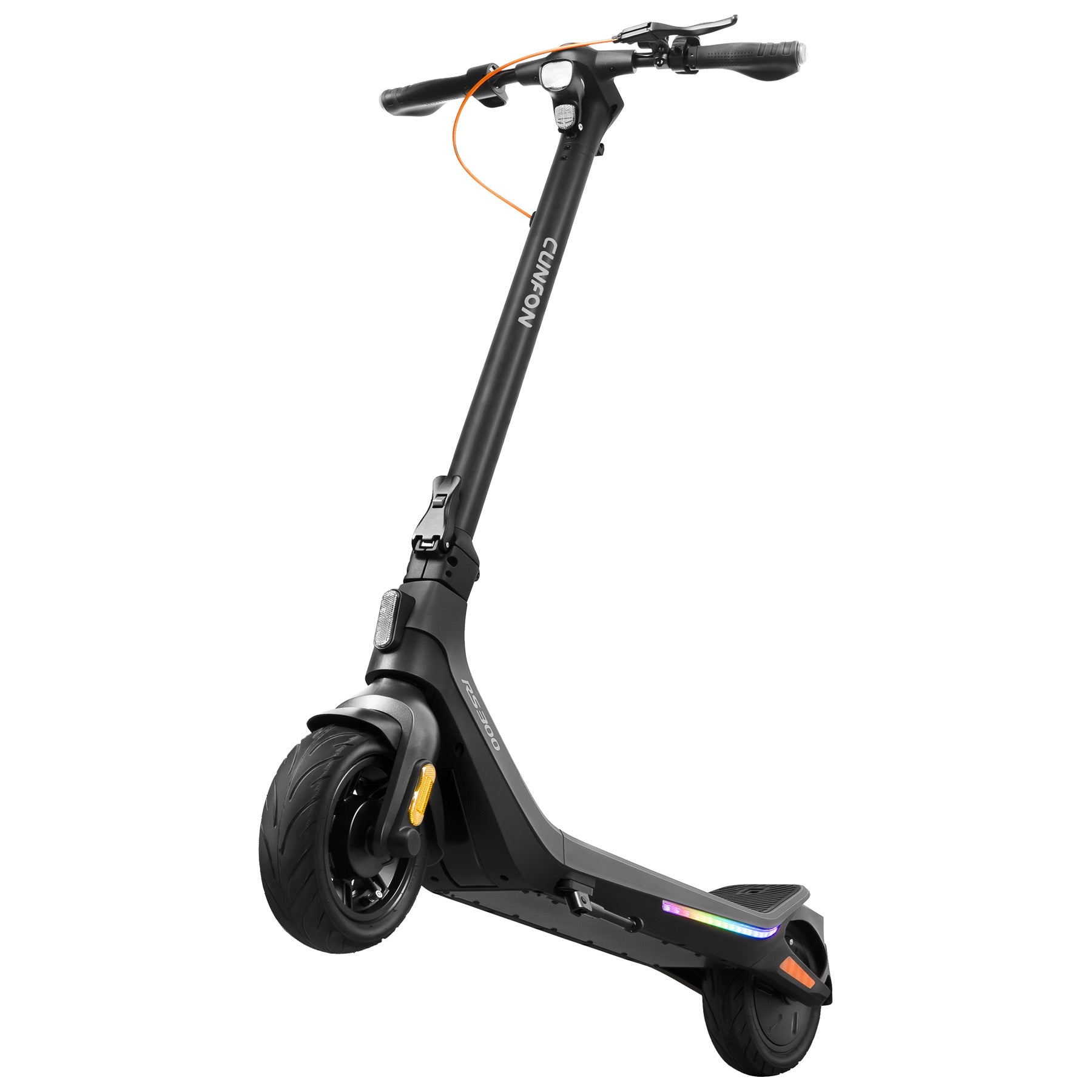 Cunfon RS300 Black Electric Scooter for Adults - Commuter E-Scooter with Bright LED Headlight and Colored Taillight