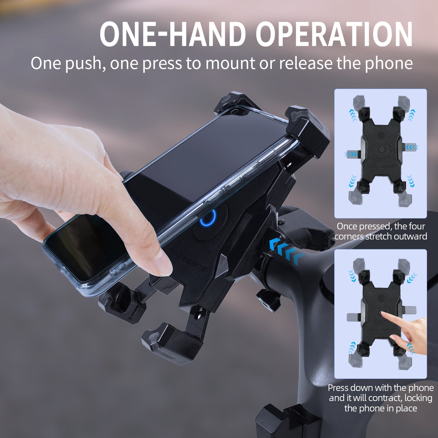 Phone Mount Holder, Bicycle Scooter Phone Clip, Black