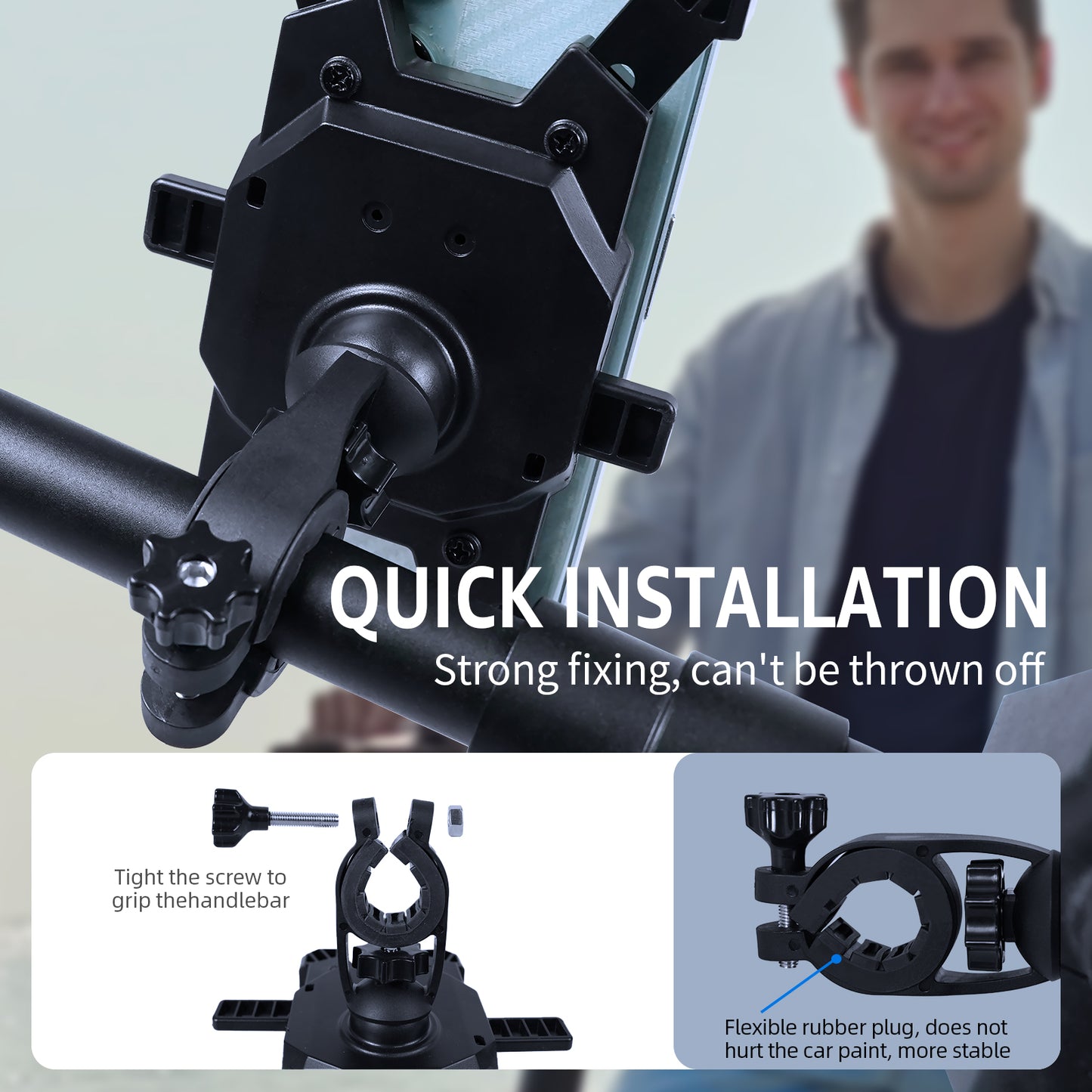 Phone Mount Holder, Bicycle Scooter Phone Clip, Black