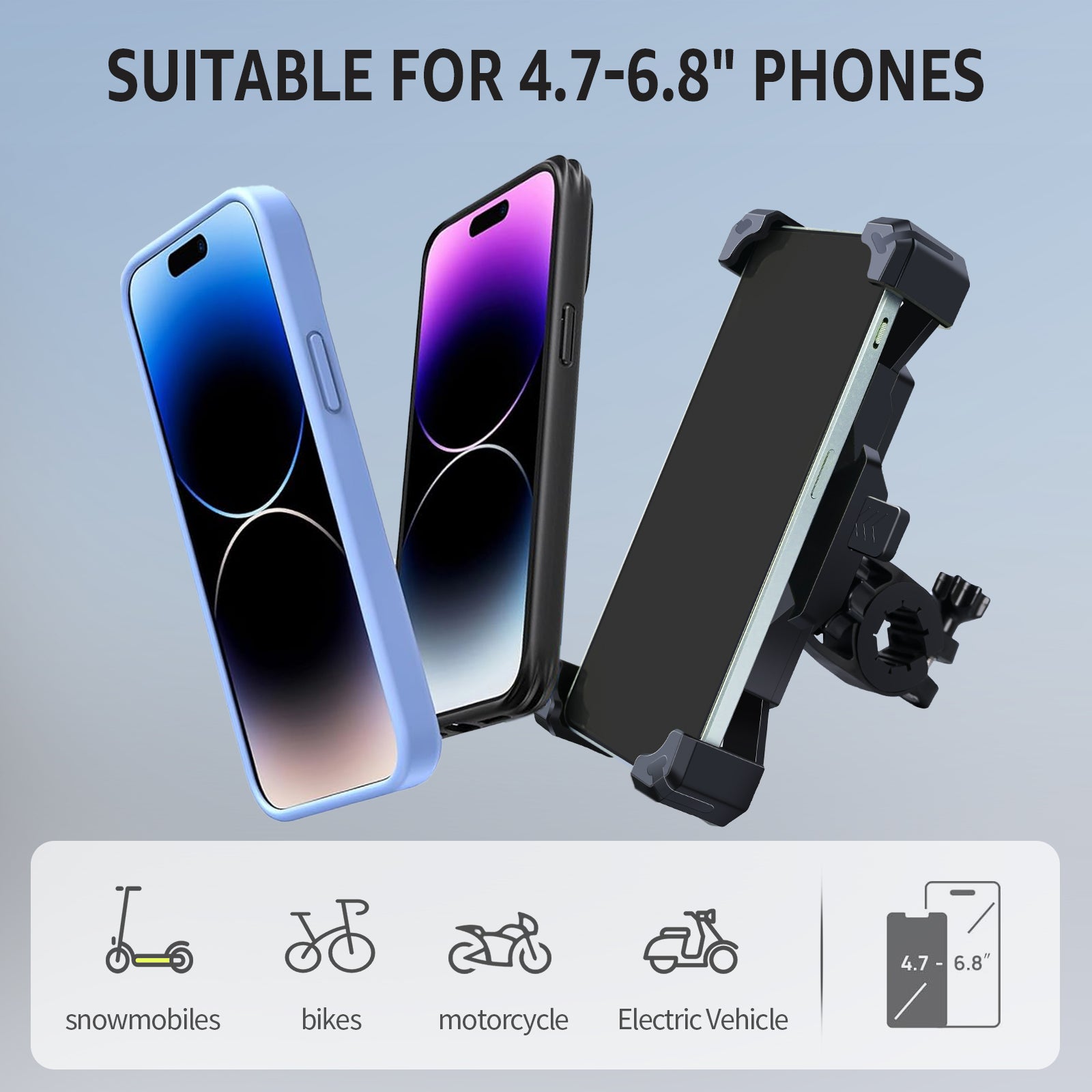 Phone Mount Holder, Bicycle Scooter Phone Clip, Black