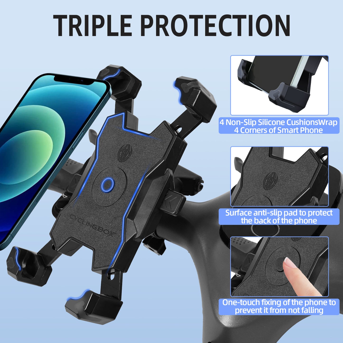 Phone Mount Holder, Bicycle Scooter Phone Clip, Black