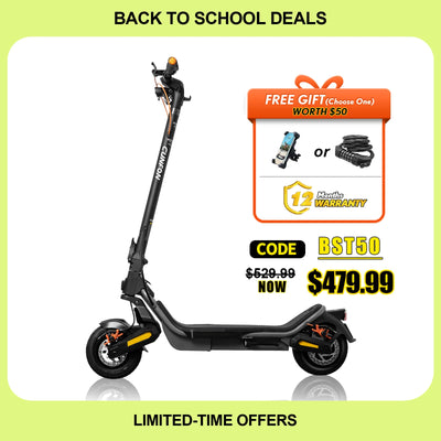 CUNFON RS500 electric scooter back to school deal with free gift options worth over 50 dollars.