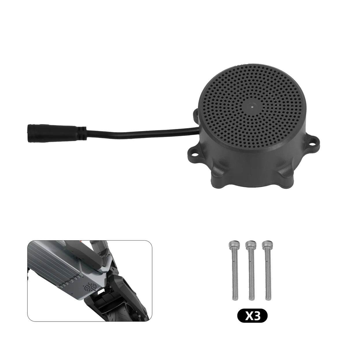 Cunfon RS500 replacement speaker unit with wiring and three mounting screws.