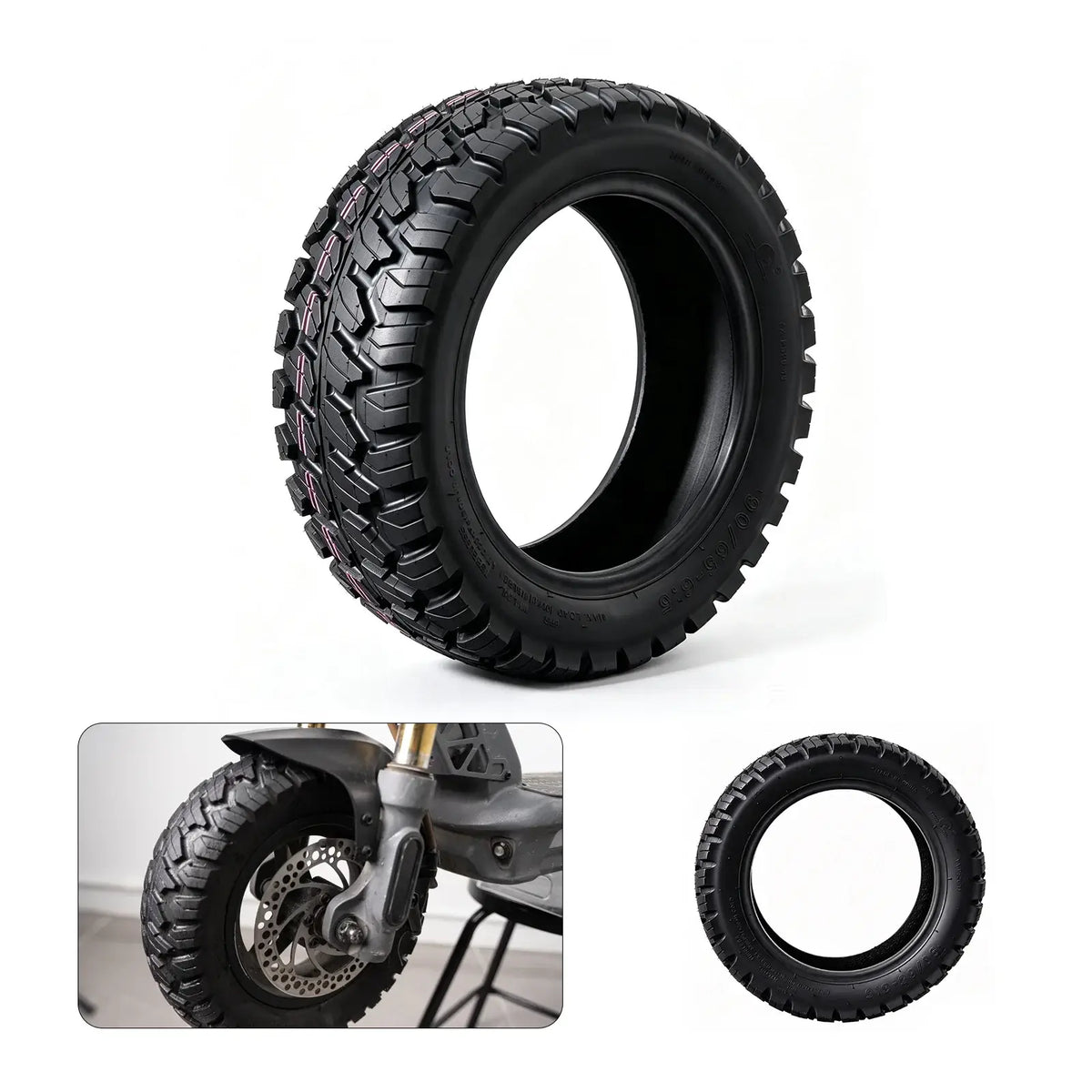 11-inch 90/65-6.5 heavy-duty off-road tubeless tire upgrade with deep blocky treads for Cunfon RZ800 and RZ1000 electric scooters#tire-size_11-inch